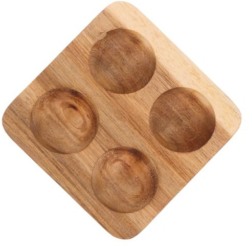 LALADEFIEE Portauova in Legno a 4 Scomparti, Vassoio Quadrato per Conservare le Uova, Elegante per Cucina e Frigorifero