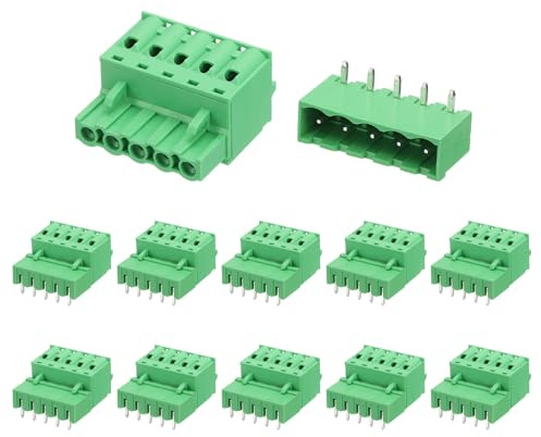 QUARKZMAN 10 Satz 5-Polig, 5.08mm Leiterplatten Stecker und Kits Gebogene | PCB-Klemmleiste Steckdosen Anschlussklemme Block Nadel für 28-10AWG Kabel