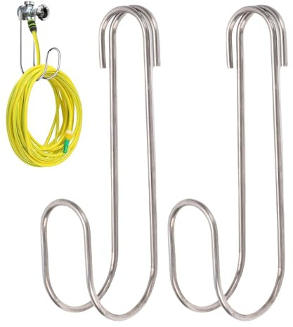 Yunseity Gancho de Almacenamiento para Manguera de Jardín, Paquete de 2 Soportes para Manguera de Agua de Acero Inoxidable 304 con Soporte de Carga de 44lb, para Colgar Tuberías, Cables