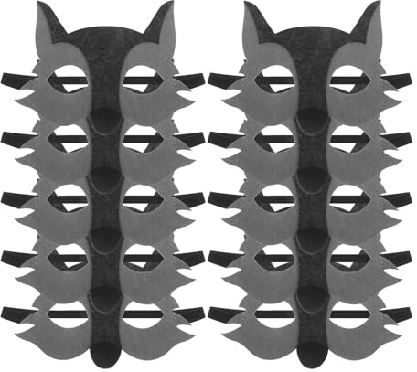 Gatuida Lot de 10 Masques de Loup en Feutre Demi-visage pour Garçon et Filles, Légers et Respirants, Masque Animal pour Fête des Animaux, Déguisement Halloween, Activités Scolaires et