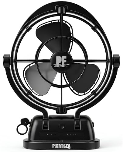 Portsea Arlo Wohnwagen Ventilator 12V/24V – Leiser Camper Fan mit Fernbedienung, Timer, LED & Insektenlicht, für Wohnmobil, Van, Caravan & Boot (Schwarz)