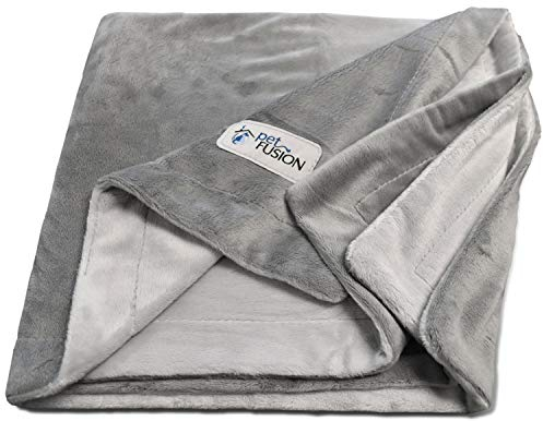 PetFusion Premium Kleine Hunde- oder Katzendecke (79x69 cm). Reversible Grey Micro Plüsch. [100% weicher Polyester]