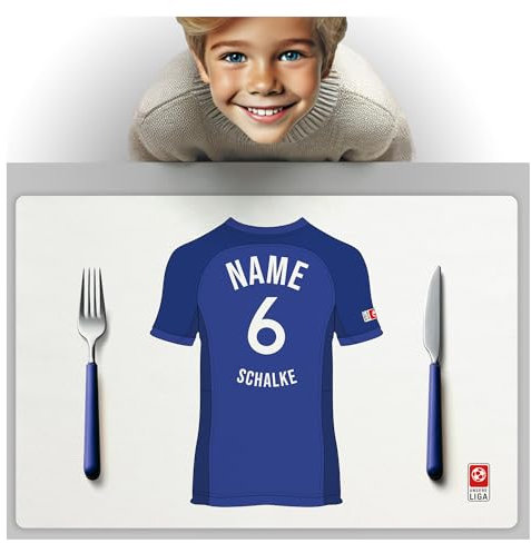 Schalke Fanartikel Tischset - PERSONALISIERTES Geschenk, passend für Schalke Fans, Geschenk Jungen, Fussball Männergeschenke Schalke Trikot Geburtstag Weihnachten Platz-Set TS24DEDE