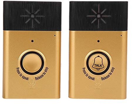 Interphone Vocal sans Fil Sonnettes parlées bidirectionnelles Kit d'interphone Sonnette domotique Système d'interphone intérieur/extérieur à LED(Gold)