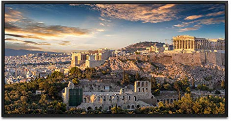 Athen ca. 130x70cm Wandbild inklusive Schattenfugenrahmen schwarz - Panorama Leinwand Bild XXL Format Wandbilder Wohnzimmer Wohnung Deko Kunstdrucke