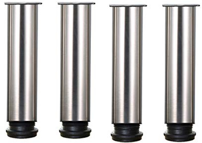 Drenky 4 Stück Möbelfüße Metall Tischbeine Metall 20cm Rund Edelstahl Gebürstet möbelfüße verstellbar Tischbeine Höhenverstellbar Gesamthöhe 200mm-215mm Kommen Mit Edelstahlschrauben für Möbel Projekt