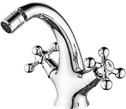 Ibergrif Lucca, Bidet Lavabo con Doppia Leva, Rubinetto Bagno Vintage, Cromo