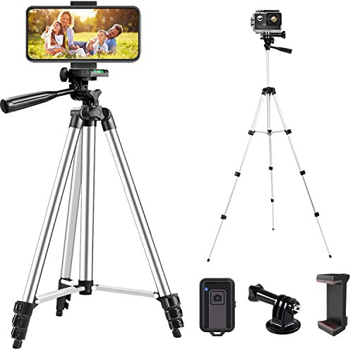 LINKCOOL 42 Mobile Phone Tripod Stand, Lightweight Extendable Travel Tripod for iPhone/Android Smartphone with Phone Holder & Wireless Remote for Filming