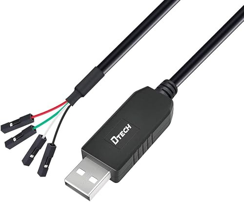 DTECH USB zu TTL Serielles 3,3 V Adapterkabel TX RX Signal 4 Pin 0,1 Zoll Pitch Buchse PL2303 Prolific Chip Windows 10 8 7 XP Vista (6 Fuß, Schwarz)