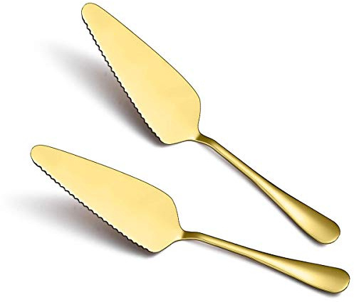 Kyraton Gold Cake Pie Pastry Server Pack Of 2, Wedding Cake Knife And Server Set, Stainless Steel Golden Cake Cutter Wedding Cake Cutting Set, Cake Serving Set
