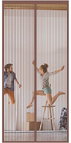 GOUTUI Vorhang Moskitonetz 130x255cm Schließen Insektenschutz Moskitonetz Für Balkontür des Lichtdurchlässigen für zum Schutz vor Insekten Fliegen und Mücken, Brown A