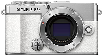 Olympus Pen E-P7 Micro-Four-Thirds-Systemkamera, 20-MP-Sensor, 5-Achsen-Bildstabilisation, neigbarer und hochauflösender LCD-Bildschirm, 4K-Video, Wi-Fi, Farb- und Monochromprofilsteuerung, weiß