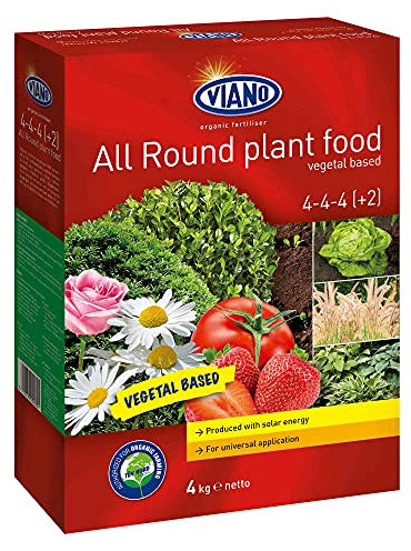 Viano Animal Free Plant Food, Plant-Based Plant Feed, Slow-Release, Fertiliser, Fertilizer, 100% Vegetal Raw Materials, Ideal For Herb, Fruit, Veg Gardens, Pet Safe, 1 x 4kg Pack By Suttons