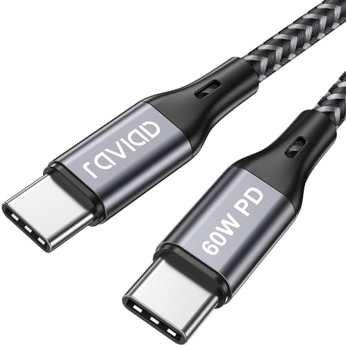 RAVIAD 60W USB C Kabel 2M, Schnellladekabel USB C auf USB C Ladekabel 3A | Nylon Geflochten Ladekabel USB C auf USBC für iPhone 17 16 15 Pro Max, Samsung Galaxy S26 S25, MacBook Air, iPad Pro