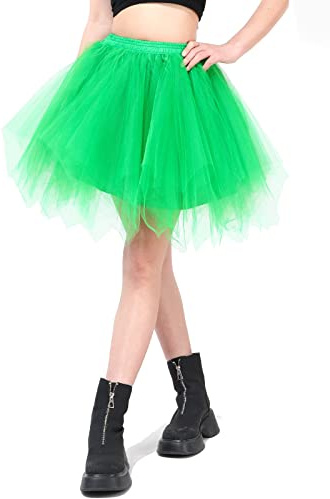 Kefiyis Tüllrock Damen Tütü Karneval Party Tutu Kurz 50er Rockabilly Petticoat Ballet Halloween Fasching Cosplay Tanzkleid Kostüm