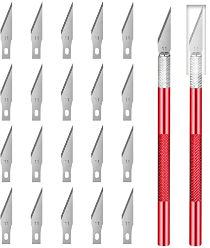 Zimoer Cutter Di Precisione, Taglierino Di Precisione, Precisione, 2 Pz Bisturi Con 20 Lame Taglierino, Coltello Da Intaglio Artistici, Bisturi Modellismo/Fai Da Te/Taglio Pane/Artistici (Rosso)