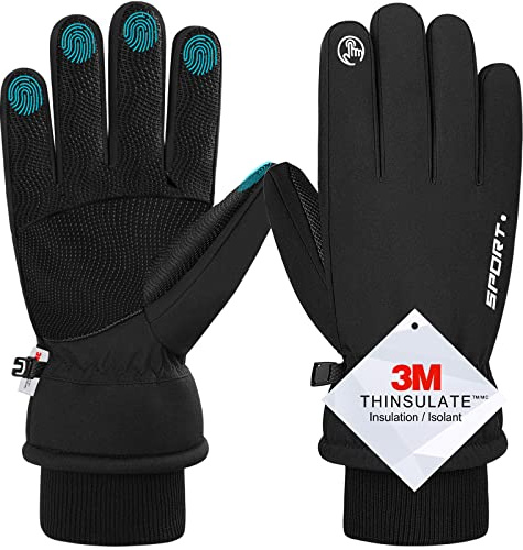 Guanti Invernali, Impermeabile Guanti da Ciclismo Invernali per Uomo Donna, Guanti Moto Caldi Touch Screen Antivento Gloves Guanti Lavoro Antiscivolo per Trekking Sci Guida Corsa Sportivi Pesca