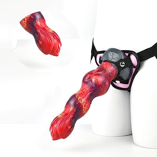 Bad Dragon - Dani Monster Dildo Strap-on Dildo Analplug realistischer Silikondildo mit Saugnapf Sexspielzeug Unisex vaginal und anal Dildo mit Harness Silikonhose (Fire Dragon, Pink)