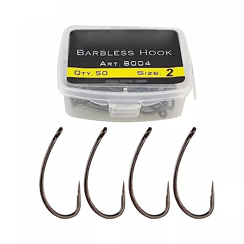 Angelhaken 50 Stück Karpfen-Angelhaken, beschichtet, widerhakenlos, ohne Widerhaken, Angelhaken aus Kohlenstoffstahl Fischhaken (Color : 4#)