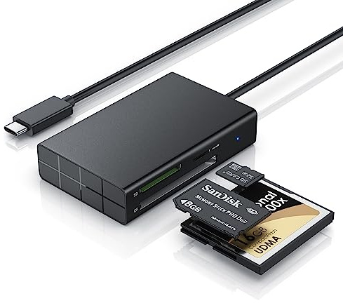 CSL - 3 in 1 USB USB-C Speicherkartenleser, Kartenleser Adapter, USB 3.2 Kartenlesegerät SD Karten, für SD, SDHC, SDXC, MicroSD, MicroSDHC und Micro SDXC-Karten