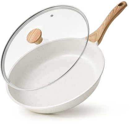 SENSARTE Nonstick Ceramic Frying Pan Skillet with Lid, 11 Inch Omelet Pan, Healthy Non Toxic Chefs Pan, Induction Compatible Egg Pan with Heat Resistant Handle, Free of Intentionally Added PFAS/PTFE