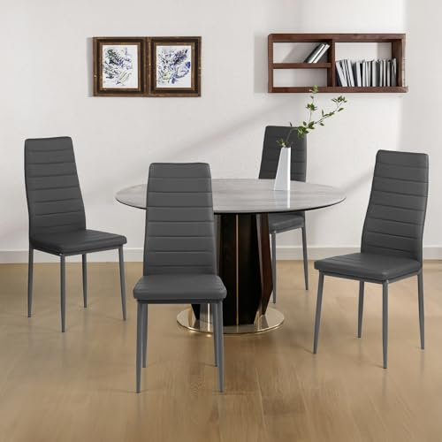 Liink1Ga Esszimmerstühle Küchenstühle 4er Set Stühle Grau, Moderner Gastrostühle Besucherstuhl Küchensessel Esszimmer Stühle Essstuhl mit Kunstleder Für Büro/Küche/Esszimmer/Wohnzimmer