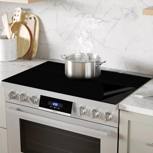 KitchenRaku Heat Resistant Induction Hob Protector, Solid Black, 78x52 cm | Max 450℉, Safe for Magnetic Cooktops Cooking Use, Scratch and Stain Protection, Reusable, Non-Slip, Dishwasher Safe