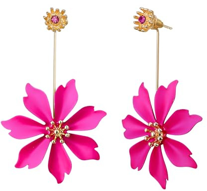 EVER FAITH Grün Blume baumeln Ohrringe Boho Statement Floral Petal Drop Sommerschmuck für Damen Mädchen