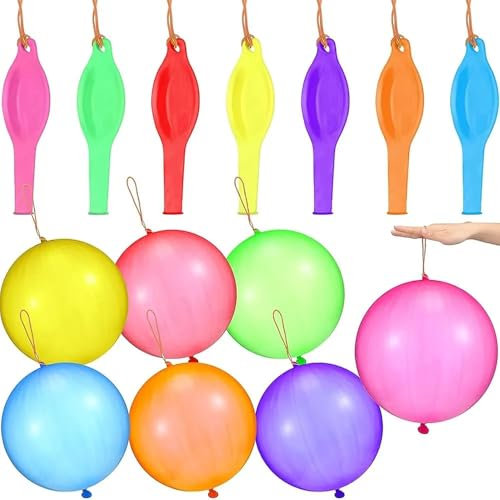 SharkGear 25 Large Punch Balloons for Kids Parties, 15 inch Large Party Bag Fillers, Rainbow Balloons, Assorted Colours, Fun Children’s Party Ideas - Easy to Inflate (25 pack)