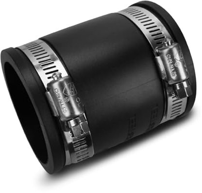 Flexible PVC Pipe Coupling with Rubber Hose Clamps for Flex Coupling 2 Inch Nominal Pipes Drain Repair, Dust Hose,Plumbing Connection,Cast Iron,Plastic Pipes Upgrade,PVC Condensate Pipe Coupler