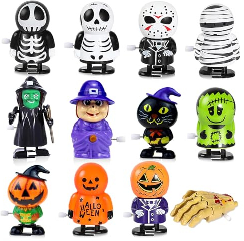 Capaneus 12 Stück Aufziehspielzeug Halloween-Spielzeug für Kinder, Wind-up Goody Bag Füllen, Stil A