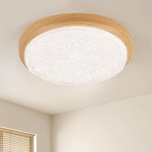 JDONG LED Deckenleuchte Rund 36W 3000LM Holz Deckenlampe Flach | Neutralweiß 4000K Lampe für Schlafzimmer Küche Keller Balkon Büro Badezimmer Ø40x6CM