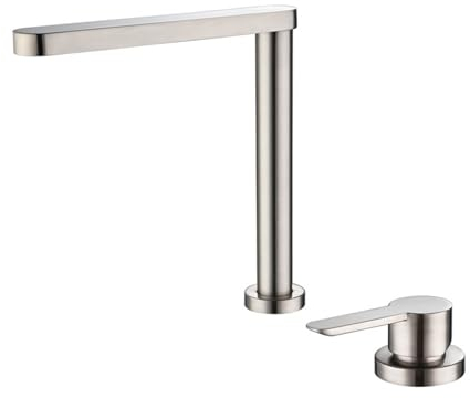 XJTNLB Vorfenster Armatur Wasserhahn Küche Vorfenster Gebürstet Einhandmischer Küche Edelstahl 360° Drehbar