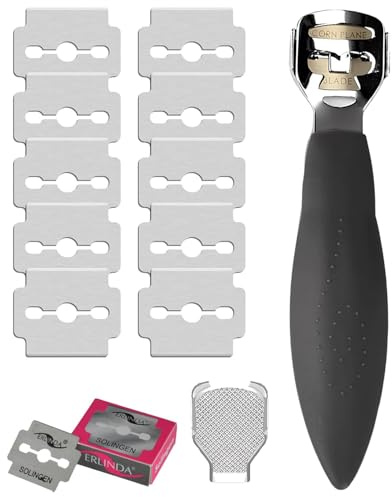 YNR Callus Remover for Feet - Foot File Corn & Callus Remover, Pedicure Tool Includes 10 Replacement Heads, Heel Scrubber & Scraper, Corn Remover for Feet | (Black)