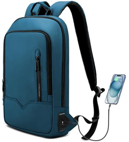 HEROIC KNIGHT Laptop Backpack, Mens Business Tech Backpack with USB Charging Port, Water Resistant Slim Laptop Rucksack, Lightweight Travel College School Bag for Office Work Outdoor-15.6'', Dark Blue