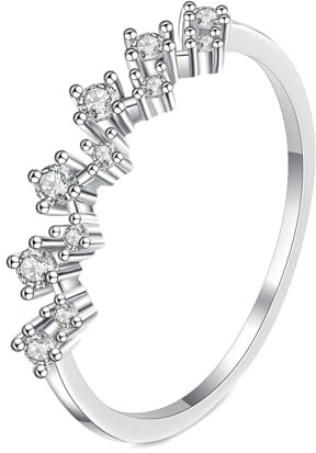 BCughia Echtgold Ring Damen, 18 Karat Weissgold Pinkyring mit Labor Diamant 0.41ct Trauringe Eheringe Größe 47 (15.0)