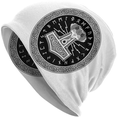 TuTaTiMANG Berretto Vichingo, Cappelli Nordici alla Moda, Cappello con Teschio Elasticizzato da Strada, Cappello da Sci Invernale Caldo E Largo Lavorato A Maglia, Copricapo Regalo per Uomini E Donne