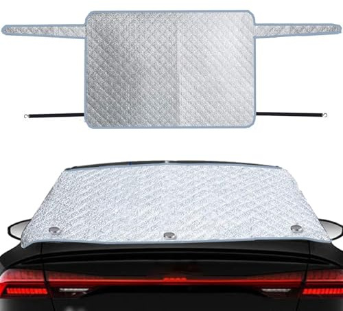 Generico Cubierta de parabrisas trasero para coche, cubierta de nieve de lámina de aluminio de 2 capas - con gancho e imán invisible cubierta anticongelante luminosa para coche
