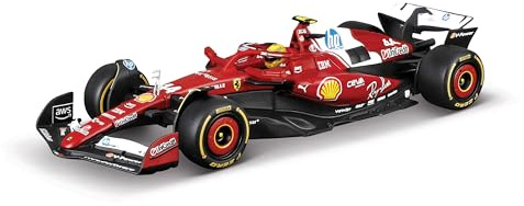 Bburago – Ferrari SF-25 F1 2025#44 Hamilton mit Helm, Diecast-Modellauto 1:43, Replik mit Sockel und Vitrine, offiziell von Ferrari lizenziert, empfohlenes Alter 14+ Jahre