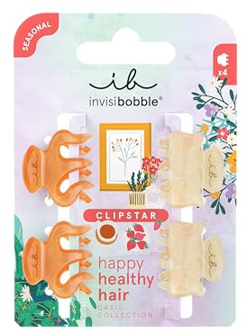 invisibobble - CLIPSTAR XS Oasis Petit Citrus - 4-teiliges Haarspangen-Set - Kleine, farbenfrohe Haar Clips für verspielte Frisuren - Trendiger Look, sicherer Halt, gesundes Haar