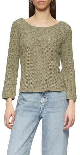 QS tröja i virkad look, Garngrön, XL