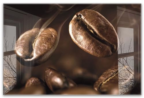 timalo Küchenbild aus Acrylglas modernes Wandbild Glasbild Deko Küche XXL Bild wie Glas | 60x40cm Kaffeebohnen, frisch geröstet, Espresso, Kaffee, Barista
