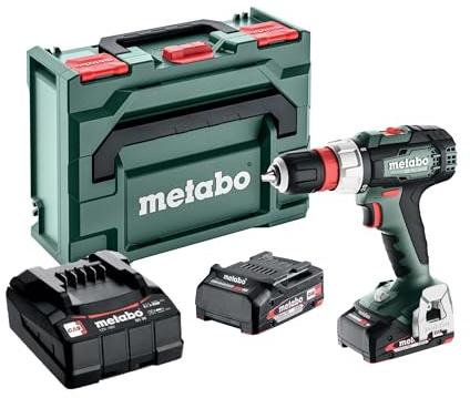 metabo Akku-Bohrschrauber BS 18 L Quick, 18 V Schrauber, 60 Nm & | Kompakter Bohrschrauber mit 2x 2,0 Ah Li-Power Akku, Ladeger$t SC 36, Schnellwechselbohrfutter, G$rthelhaken und metaBOX