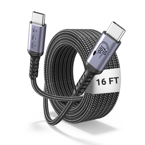 SUMPK USB C Kabel 5m, 100W Langes USB C 3.1 Gen 2 Kabel, 20 Gbps Hochgeschwindigkeitsdatenübertragung, 4K Videomonitor Kompatibel mit iPhone 16/15, MacBook Air/Pro, Samsung Galaxy