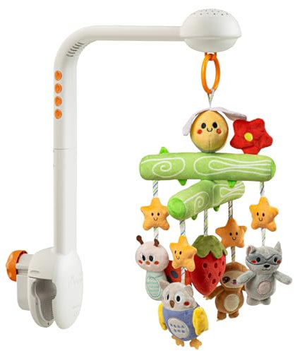 TUMAMA KIDS Movil Cuna Bebe con Música y Proyector de Luz, Carrusel Cuna Bebe para 0 3 6 9 Meses, Sonajero Juguete Sensorial para Recién Nacidos Regalo