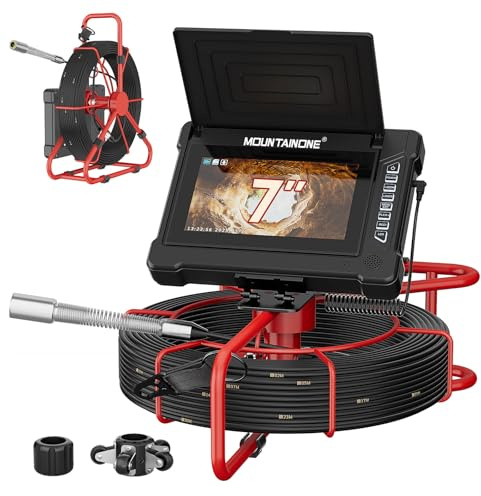 Telecamera di Ispezione per Tubi 30M, Schermo IPS da 7 con DVR e Registrazione Audio, Endoscopio Industriale per Fognature con Cavo da 5 mm e Marcature Metriche, Scheda da 32GB Inclusa (23MM-30M)
