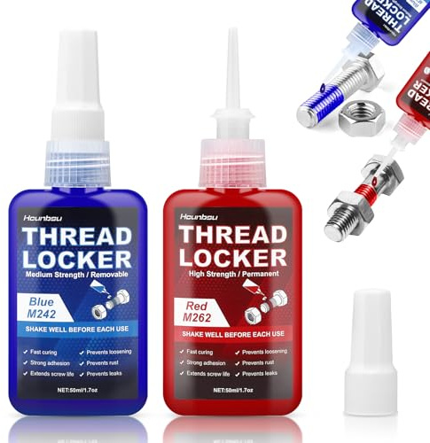 Thread Lock- 100ml Thread Lock Medium & High Strength, Locktight Threadlock, Universal Thread Locker Adhesive for Nuts, Bolts, Metal Fasteners, Prevent Loosening, Seal & Anti-Corrosion(50ml+50ml)