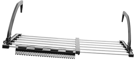 Garneck Stendino da Balcone in Acciaio Estensibile Antiruggine e Resistente al Calore Porta Vestiti e Calzini con Slot Antivento Pieghevole e Compatto per Casa Balcone e Finestra