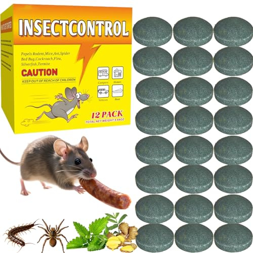 3Box Rattengift Extra Stark für Mäuse, Würmer, Ameisen, Kakerlaken, Spinnen,Mäusegift Extra Stark Giftköder Ratten Mäuse Portionsköder für Innen, Außen, Garten, Küche, Schrank, Garage (2Box-24Stück)