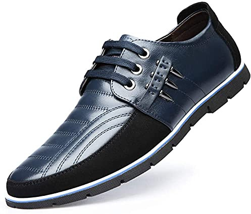 Chaussures Hommes en Cuir Loafers Casual Oxford Lacets Affaires Classique Confort Luxe Bureau de Conduite Marche Moccasin Fashion（Bleu,44 EU
